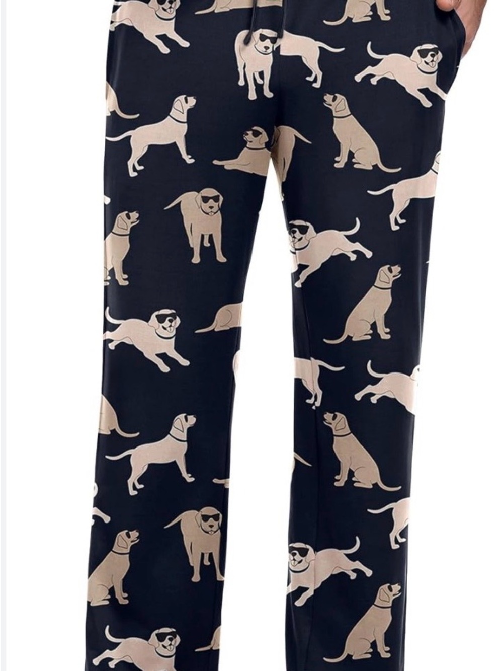 Lazy One Navy Pajama Pants with Beige Lab Dog Print